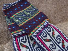 画像3: 新品 イラン製 アクリル混ウール ミドル 24-25 cm 手編み靴下 ニットルームソックス Long Knit Room Socks n-am2425-24h4a5 (3)
