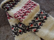 画像3: 新品 イラン製 ウール ミドル 24-25 cm 手編み靴下 ニットルームソックス Long Knit Room Socks n-wm2425-10h4a5 (3)