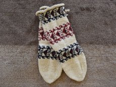 画像1: 新品 イラン製 ウール ミドル 24-25 cm 手編み靴下 ニットルームソックス Long Knit Room Socks n-wm2425-13h4a5 (1)