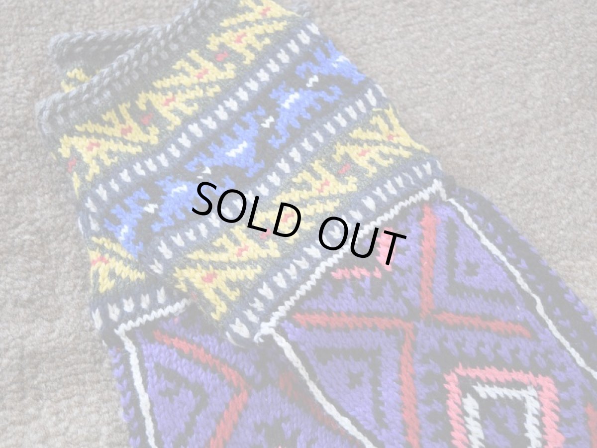 画像3: 新品 イラン製 アクリル混ウール ミドル 24-25 cm 手編み靴下 ニットルームソックス Long Knit Room Socks n-am2425-19h3a4 (3)