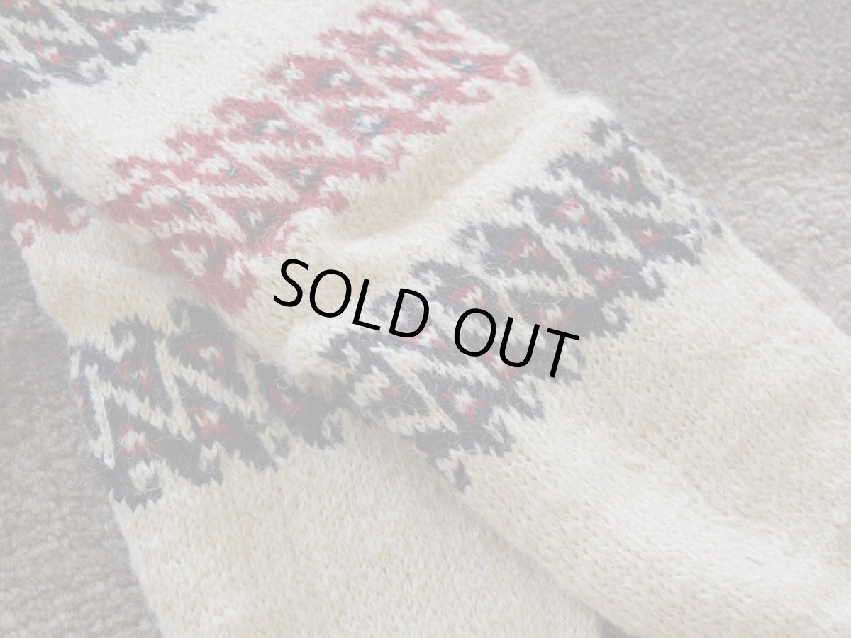 画像3: 新品 イラン製 ウール ミドル 24-25 cm 手編み靴下 ニットルームソックス Long Knit Room Socks n-wm2425-14h4a5 (3)