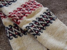 画像3: 新品 イラン製 ウール ミドル 24-25 cm 手編み靴下 ニットルームソックス Long Knit Room Socks n-wm2425-14h4a5 (3)