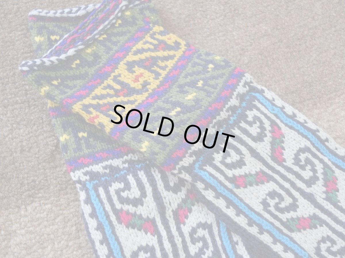 画像3: 新品 イラン製 アクリル混ウール ミドル 24-25 cm 手編み靴下 ニットルームソックス Long Knit Room Socks n-am2425-23h4a5 (3)