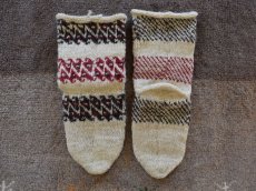 画像2: 新品 イラン製 ウール ミドル 24-25 cm 手編み靴下 ニットルームソックス Long Knit Room Socks n-wm2425-11h4a5 (2)