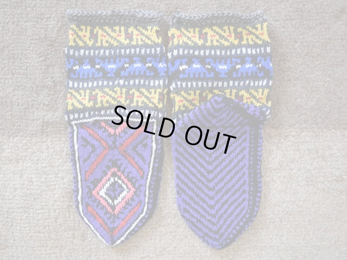 画像2: 新品 イラン製 アクリル混ウール ミドル 24-25 cm 手編み靴下 ニットルームソックス Long Knit Room Socks n-am2425-19h3a4 (2)