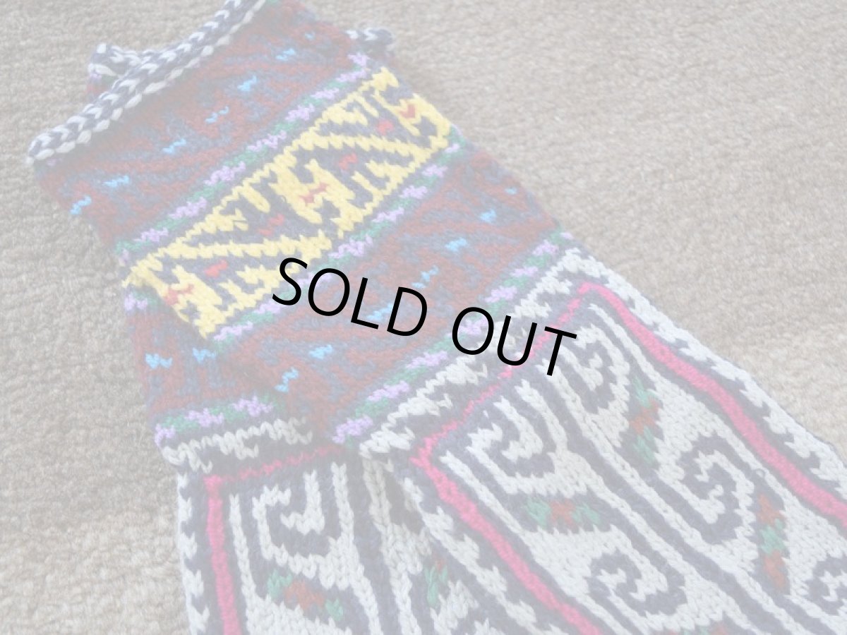 画像3: 新品 イラン製 アクリル混ウール ミドル 24-25 cm 手編み靴下 ニットルームソックス Long Knit Room Socks n-am2425-21h4a5 (3)