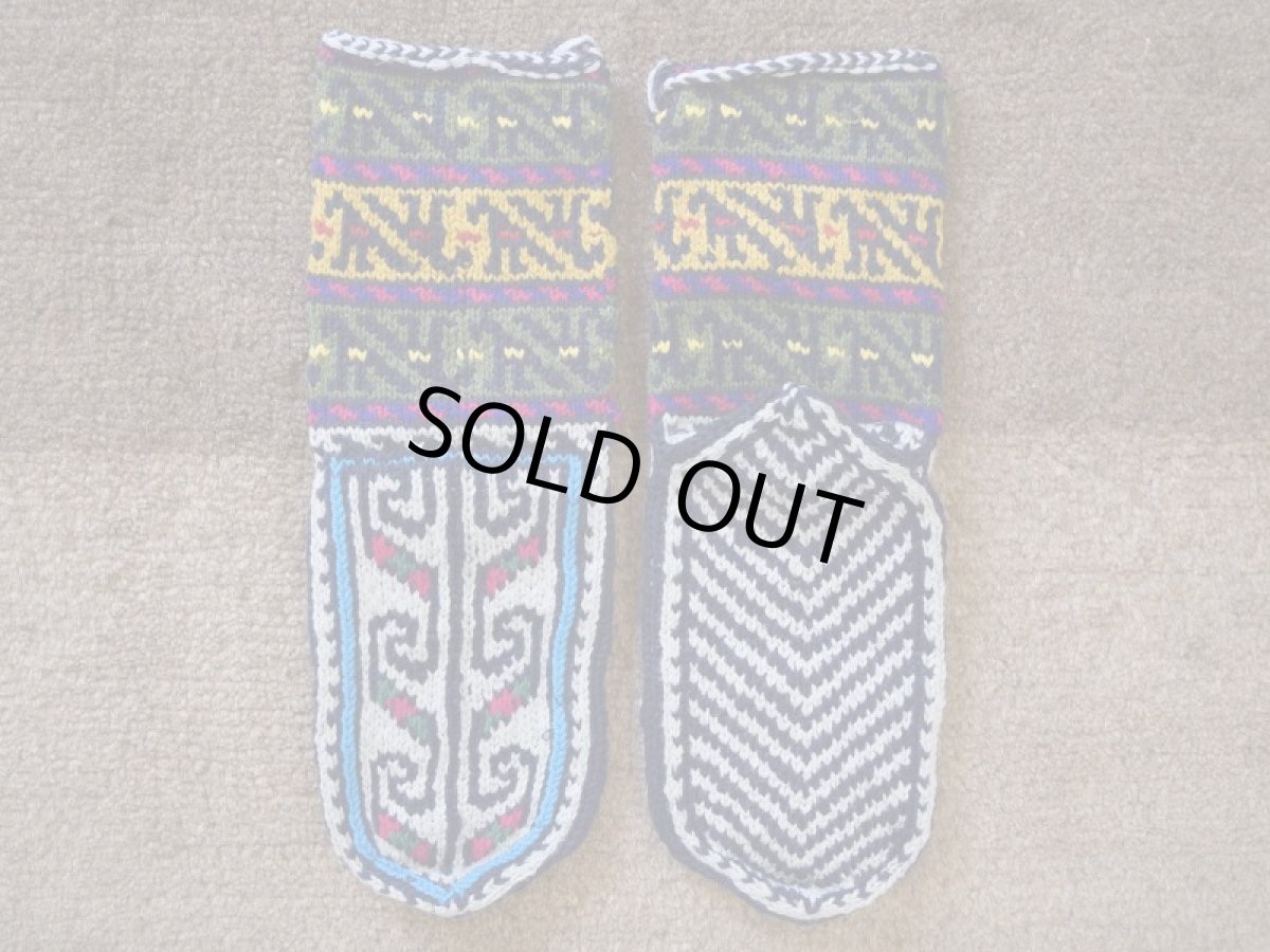 画像2: 新品 イラン製 アクリル混ウール ミドル 24-25 cm 手編み靴下 ニットルームソックス Long Knit Room Socks n-am2425-23h4a5 (2)