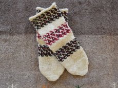 画像1: 新品 イラン製 ウール ミドル 24-25 cm 手編み靴下 ニットルームソックス Long Knit Room Socks n-wm2425-11h4a5 (1)