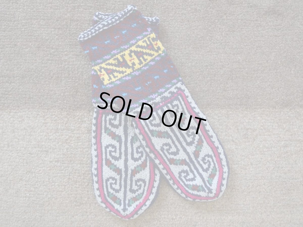 画像1: 新品 イラン製 アクリル混ウール ミドル 24-25 cm 手編み靴下 ニットルームソックス Long Knit Room Socks n-am2425-21h4a5 (1)
