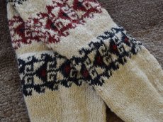 画像3: 新品 イラン製 ウール ミドル 24-25 cm 手編み靴下 ニットルームソックス Long Knit Room Socks n-wm2425-13h4a5 (3)