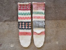画像2: 新品 イラン製 アクリル混ウール ロング 24-25 cm 手編み靴下 ニットルームソックス Long Knit Room Socks n-al2425-5h5a7 (2)