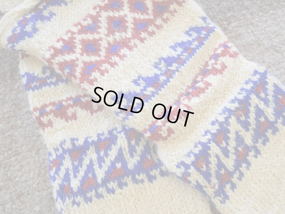 画像3: 新品 イラン製 ウール ミドル 24-25 cm 手編み靴下 ニットルームソックス Long Knit Room Socks n-wm2425-7h4a5 (3)