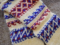 画像3: 新品 イラン製 ウール ミドル 24-25 cm 手編み靴下 ニットルームソックス Long Knit Room Socks n-wm2425-7h4a5 (3)