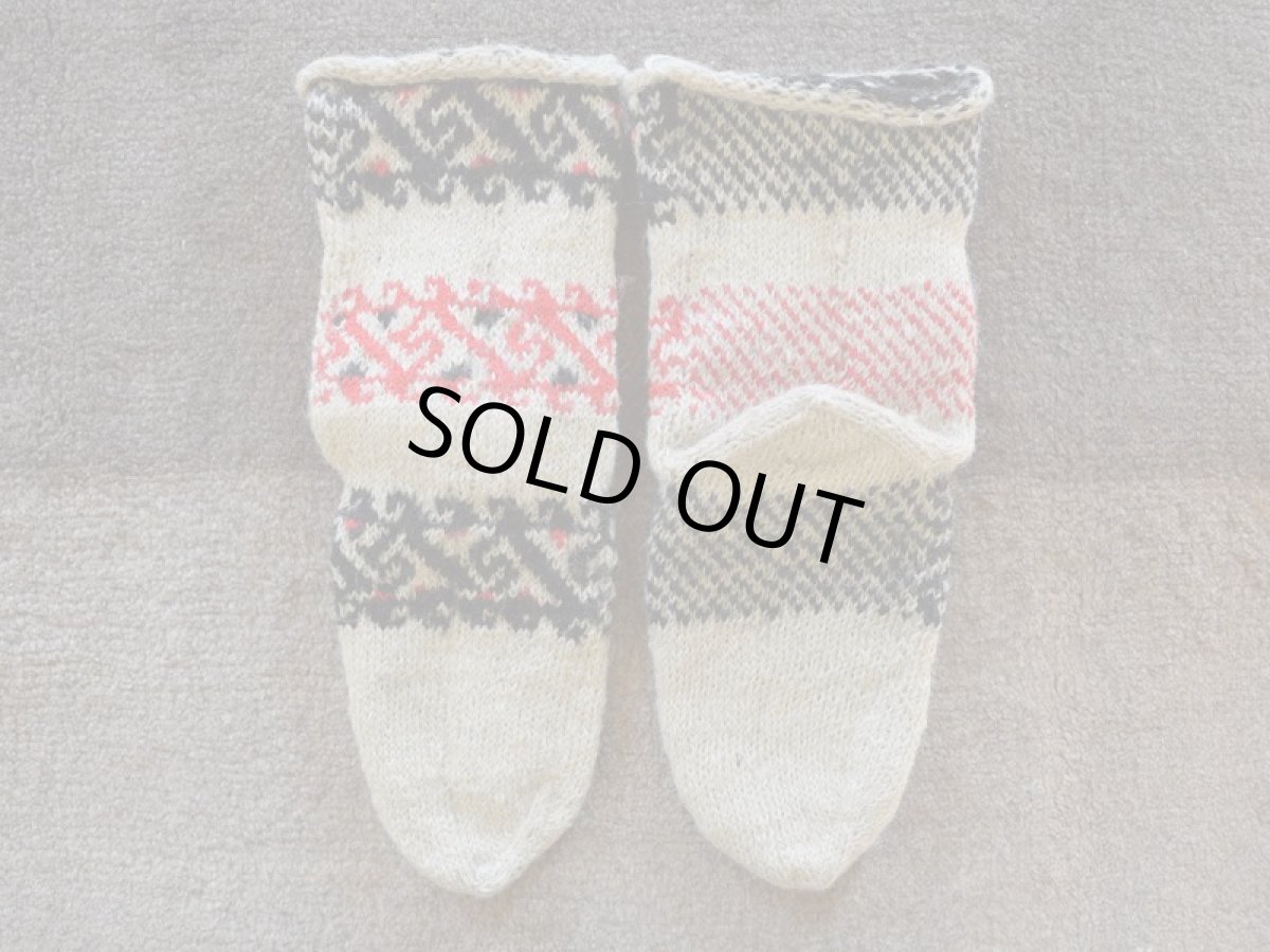 画像2: 新品 イラン製 ウール ミドル 24-25 cm 手編み靴下 ニットルームソックス Long Knit Room Socks n-wm2425-9h4a5 (2)