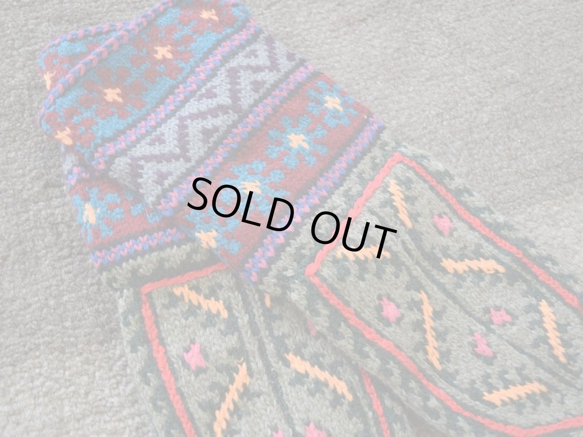 画像3: 新品 イラン製 アクリル混ウール ミドル 24-25 cm 手編み靴下 ニットルームソックス Long Knit Room Socks n-am2425-22h4a5 (3)