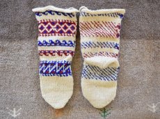 画像2: 新品 イラン製 ウール ミドル 24-25 cm 手編み靴下 ニットルームソックス Long Knit Room Socks n-wm2425-7h4a5 (2)