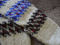 画像3: 新品 イラン製 ウール ミドル 24-25 cm 手編み靴下 ニットルームソックス Long Knit Room Socks n-wm2425-16h4a5 (3)