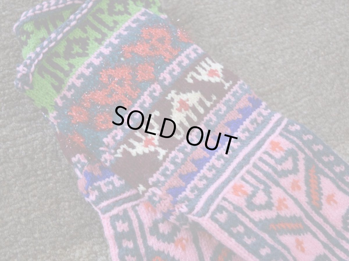 画像3: 新品 イラン製 アクリル混ウール ミドル 24-25 cm 手編み靴下 ニットルームソックス Long Knit Room Socks n-am2425-20h4a5 (3)