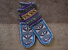 画像1: 新品 イラン製 アクリル混ウール ミドル 24-25 cm 手編み靴下 ニットルームソックス Long Knit Room Socks n-am2425-23h4a5 (1)
