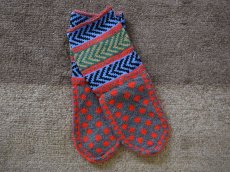 画像1: 新品 イラン製 アクリル混ウール ミドル 24-25 cm 手編み靴下 ニットルームソックス Long Knit Room Socks n-am2425-18h3a4 (1)