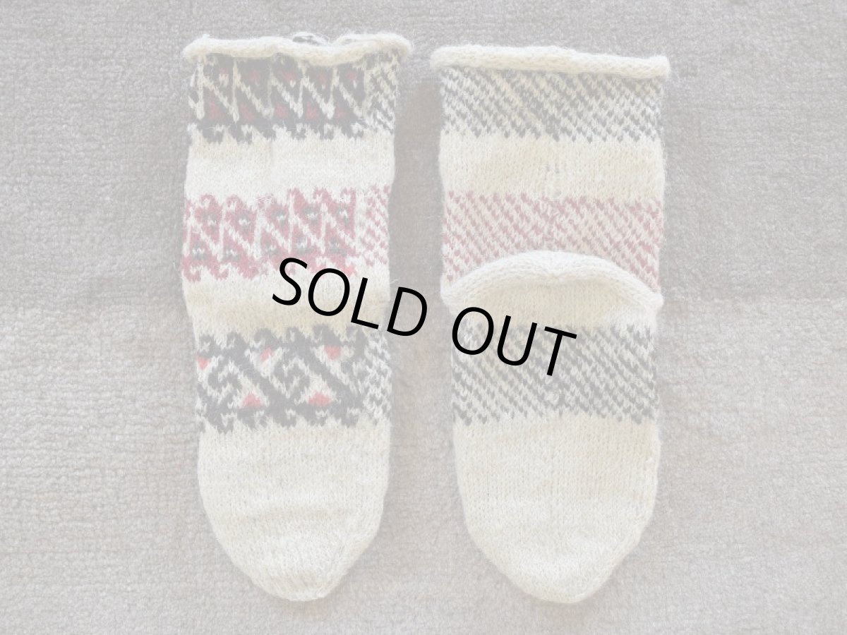 画像2: 新品 イラン製 ウール ミドル 24-25 cm 手編み靴下 ニットルームソックス Long Knit Room Socks n-wm2425-10h4a5 (2)