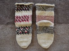 画像2: 新品 イラン製 ウール ミドル 24-25 cm 手編み靴下 ニットルームソックス Long Knit Room Socks n-wm2425-10h4a5 (2)