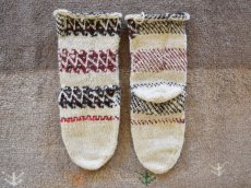 画像2: 新品 イラン製 ウール ミドル 24-25 cm 手編み靴下 ニットルームソックス Long Knit Room Socks n-wm2425-6h4a5 (2)