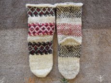 画像2: 新品 イラン製 ウール ミドル 24-25 cm 手編み靴下 ニットルームソックス Long Knit Room Socks n-wm2425-8h4a5 (2)
