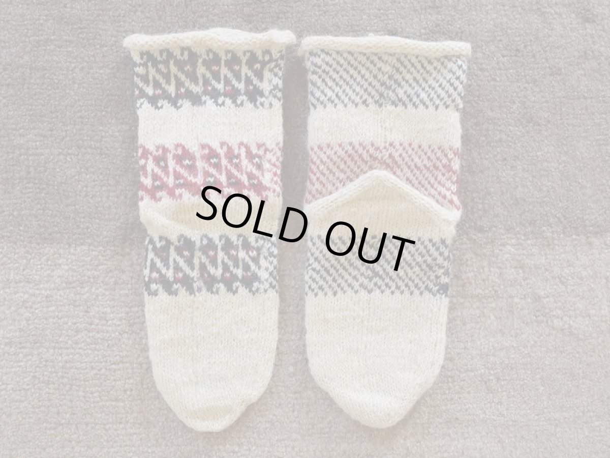 画像2: 新品 イラン製 ウール ミドル 24-25 cm 手編み靴下 ニットルームソックス Long Knit Room Socks n-wm2425-14h4a5 (2)