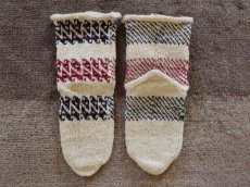 画像2: 新品 イラン製 ウール ミドル 24-25 cm 手編み靴下 ニットルームソックス Long Knit Room Socks n-wm2425-14h4a5 (2)