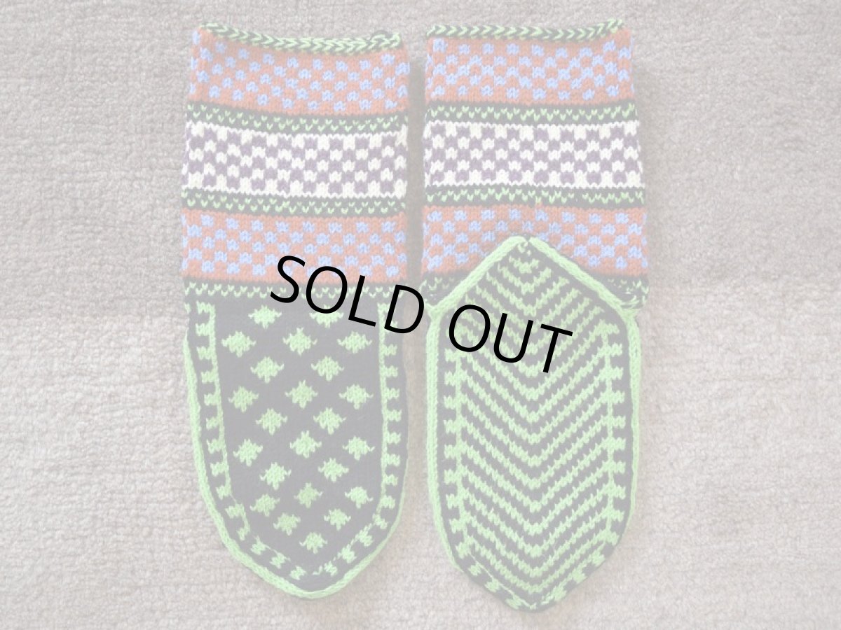 画像2: 新品 イラン製 アクリル混ウール ミドル 24-25 cm 手編み靴下 ニットルームソックス Long Knit Room Socks n-am2425-17h3a4 (2)