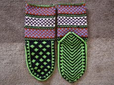 画像2: 新品 イラン製 アクリル混ウール ミドル 24-25 cm 手編み靴下 ニットルームソックス Long Knit Room Socks n-am2425-17h3a4 (2)