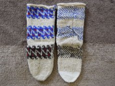 画像2: 新品 イラン製 ウール ミドル 24-25 cm 手編み靴下 ニットルームソックス Long Knit Room Socks n-wm2425-16h4a5 (2)