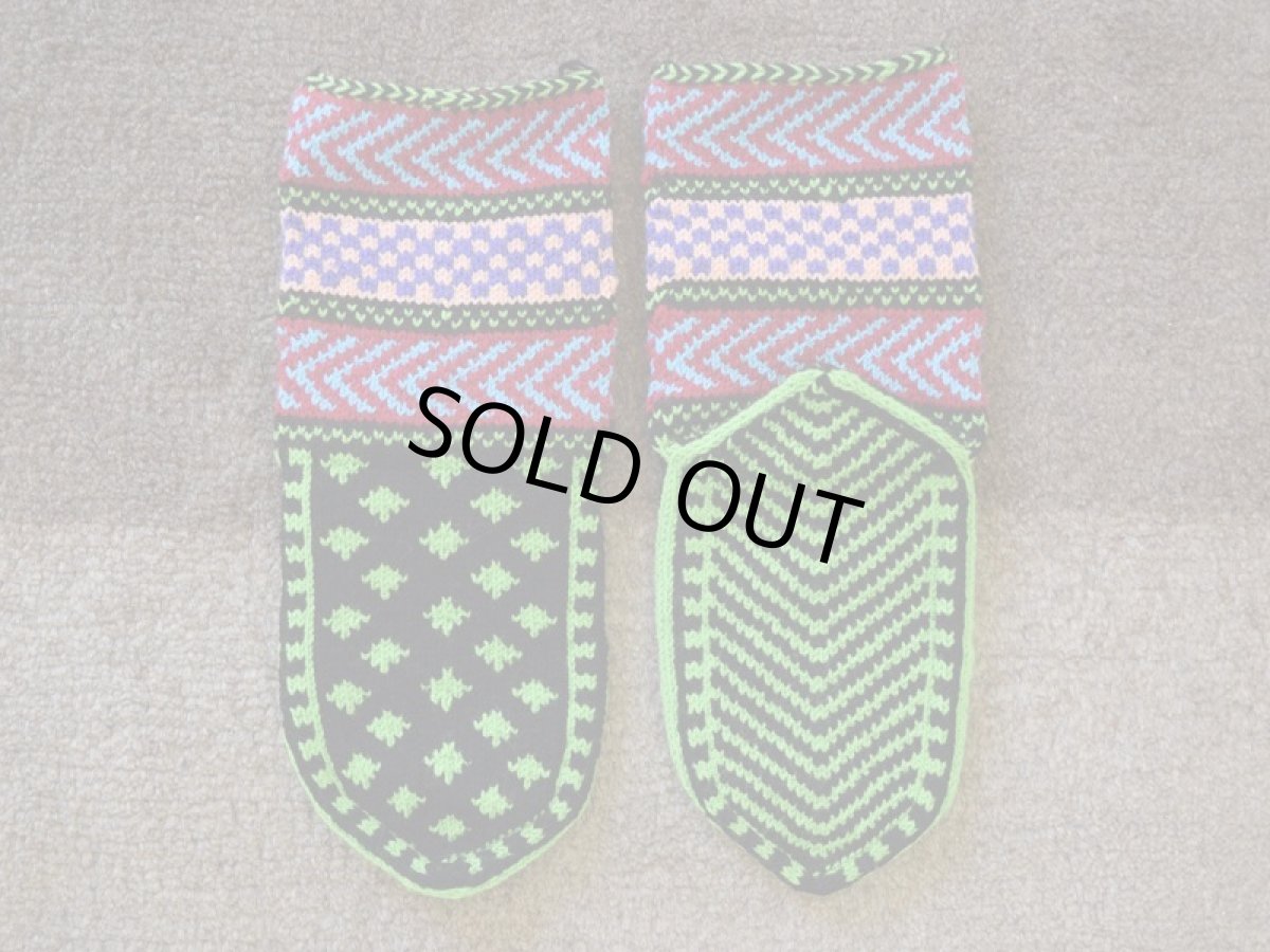 画像2: 新品 イラン製 アクリル混ウール ミドル 22-23 cm 手編み靴下 ニットルームソックス Long Knit Room Socks n-am2223-88h4a5 (2)