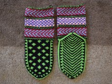 画像2: 新品 イラン製 アクリル混ウール ミドル 23-24 cm 手編み靴下 ニットルームソックス Long Knit Room Socks n-am2324-55h4a5 (2)