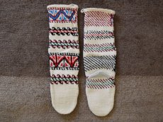 画像2: 新品 イラン製 アクリル混ウール ロング 23-24 cm 手編み靴下 ニットルームソックス Long Knit Room Socks n-al2324-51h5a7 (2)