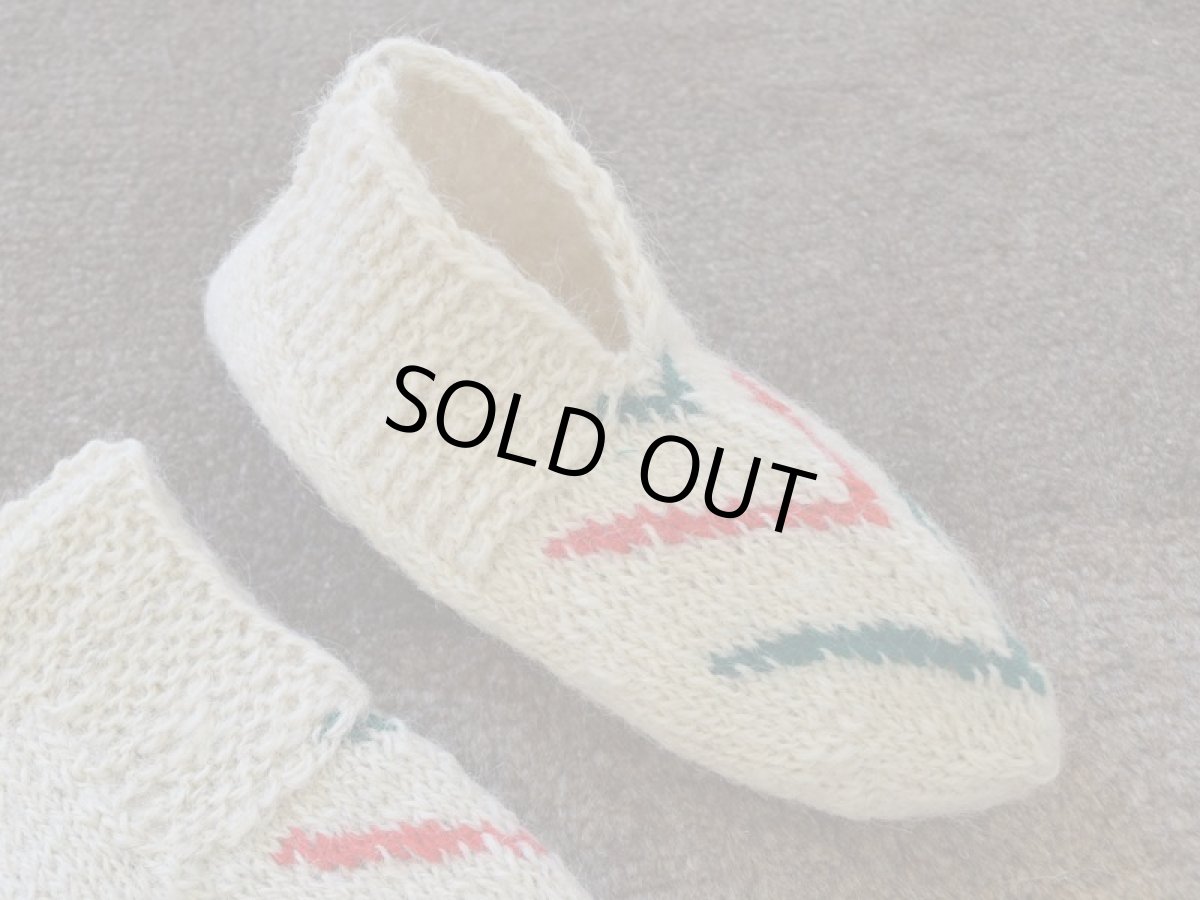 画像3: 新品 イラン製 ウール ショート くるぶし丈 24-25 cm 手編み靴下 ニットルームソックス Long Knit Room Socks n-ws2425-74h2a3 (3)