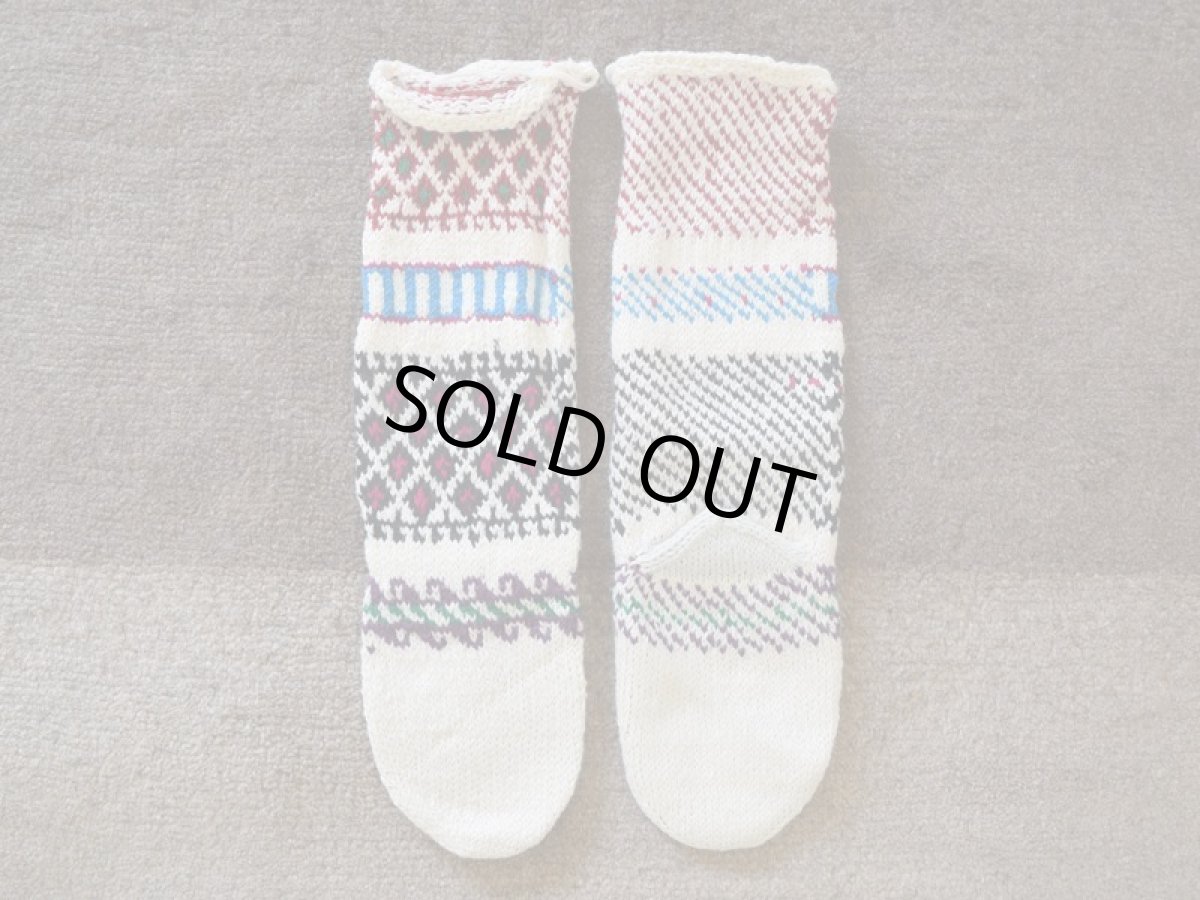 画像2: 新品 イラン製 アクリル混ウール ロング 23-24 cm 手編み靴下 ニットルームソックス Long Knit Room Socks n-al2324-52h5a7 (2)