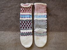 画像2: 新品 イラン製 アクリル混ウール ロング 23-24 cm 手編み靴下 ニットルームソックス Long Knit Room Socks n-al2324-52h5a7 (2)