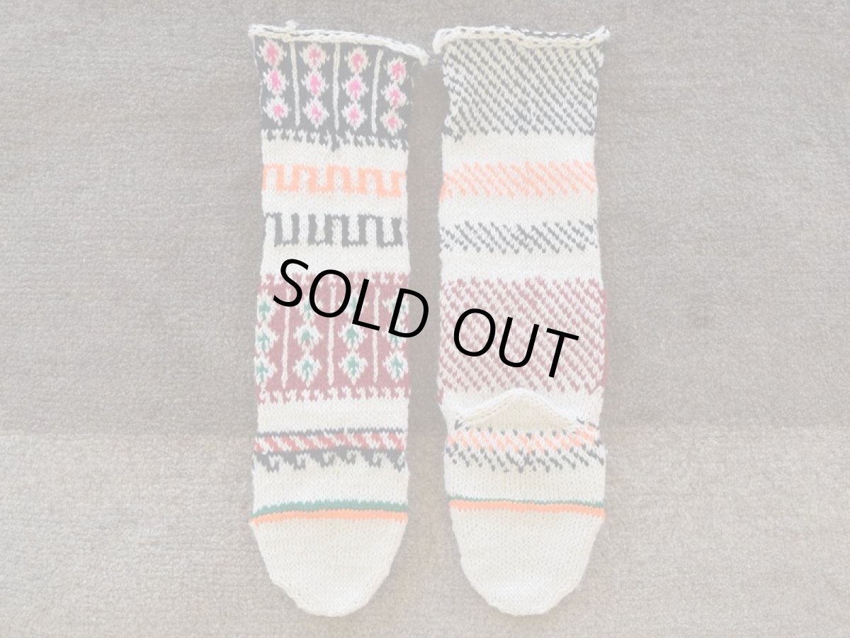 画像2: 新品 イラン製 アクリル混ウール ロング 22-23 cm 手編み靴下 ニットルームソックス Long Knit Room Socksn-al2223-29h5a7 (2)