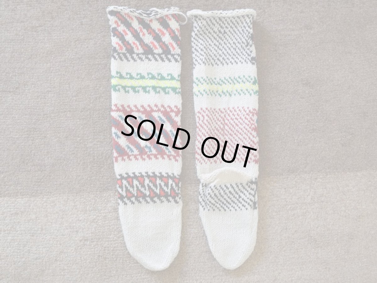 画像2: 新品 イラン製 アクリル混ウール ロング 23-24 cm 手編み靴下 ニットルームソックス Long Knit Room Socks n-al2324-50h5a7 (2)
