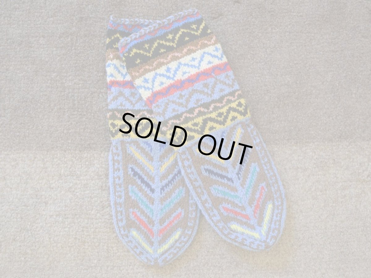 画像1: 新品 イラン製 アクリル混ウール ミドル 23-24 cm 手編み靴下 ニットルームソックス Long Knit Room Socks n-am2324-62h4a5 (1)