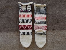 画像2: 新品 イラン製 アクリル混ウール ロング 22-23 cm 手編み靴下 ニットルームソックス Long Knit Room Socks n-al2223-27h5a7 (2)