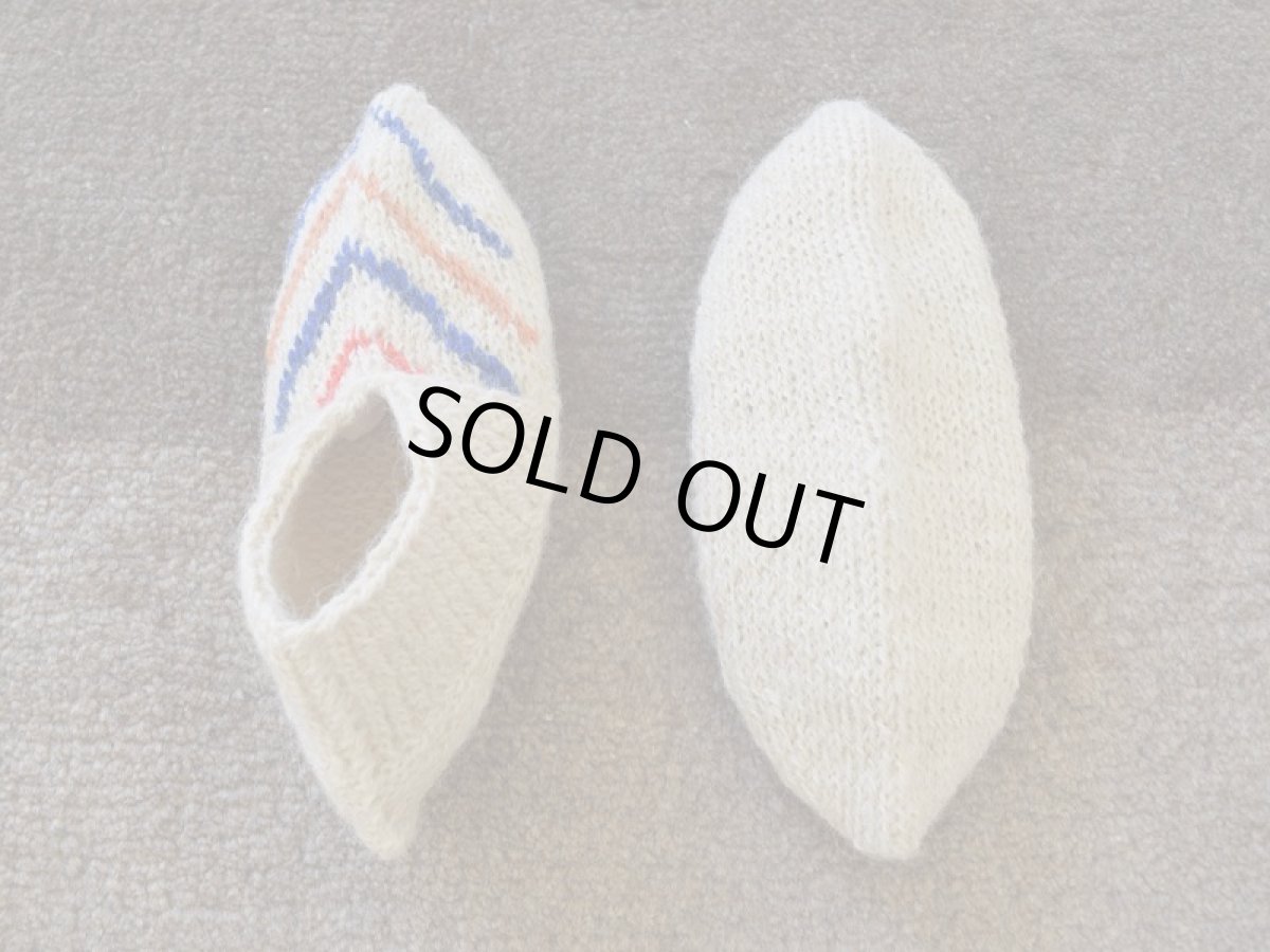 画像2: 新品 イラン製 ウール ショート くるぶし丈 24-25 cm 手編み靴下 ニットルームソックス Long Knit Room Socks n-ws2425-75h2a3 (2)