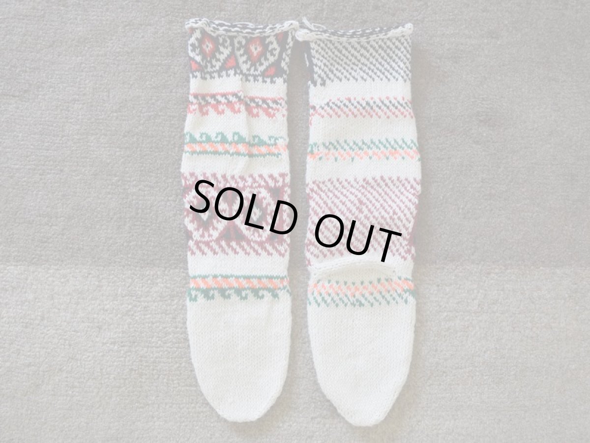 画像2: 新品 イラン製 アクリル混ウール ロング 23-24 cm 手編み靴下 ニットルームソックス Long Knit Room Socks n-al2324-48h5a7 (2)