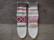 画像2: 新品 イラン製 アクリル混ウール ロング 23-24 cm 手編み靴下 ニットルームソックス Long Knit Room Socks n-al2324-48h5a7 (2)