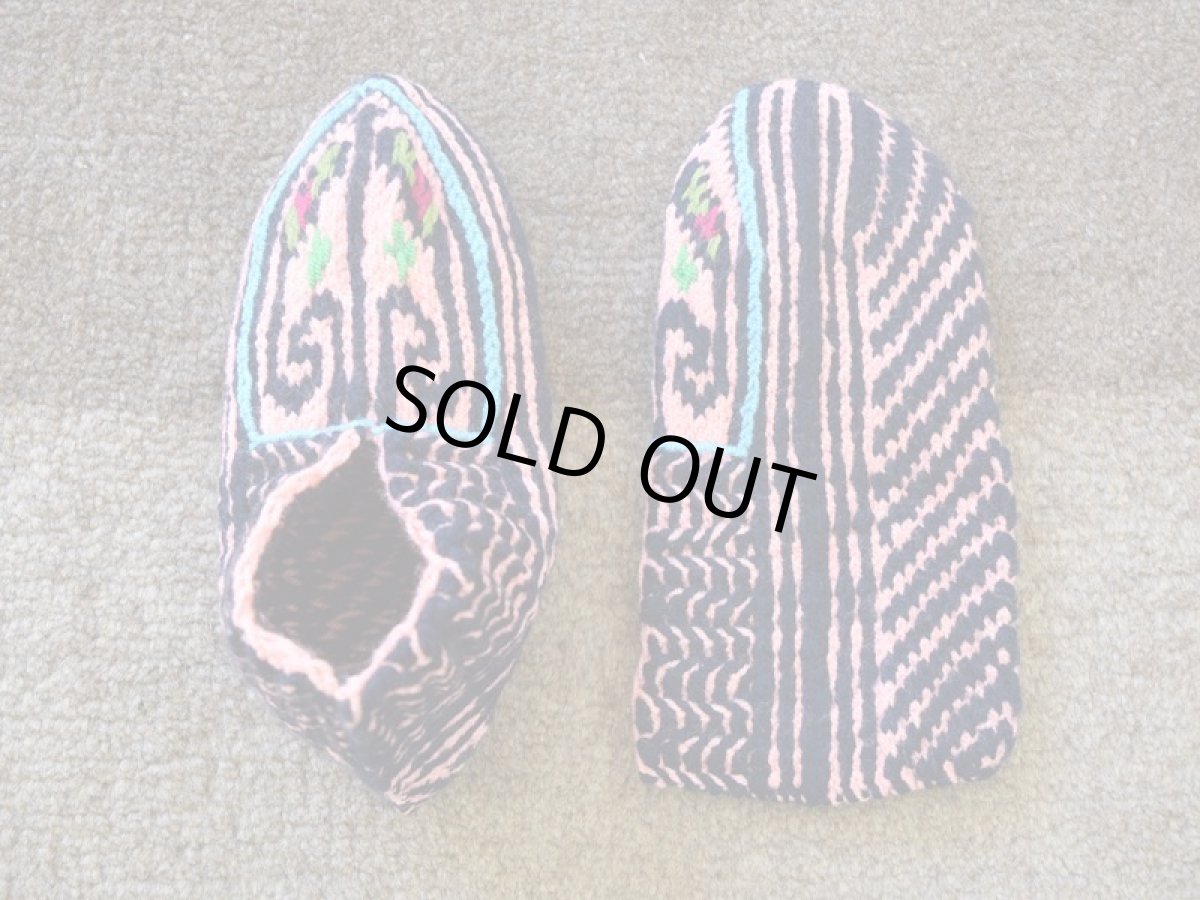 画像2: 新品 イラン製 アクリル混ウール ショート くるぶし丈 24-25 cm 手編み靴下 ニットルームソックス Long Knit Room Socks n-as2425-69h2a3 (2)