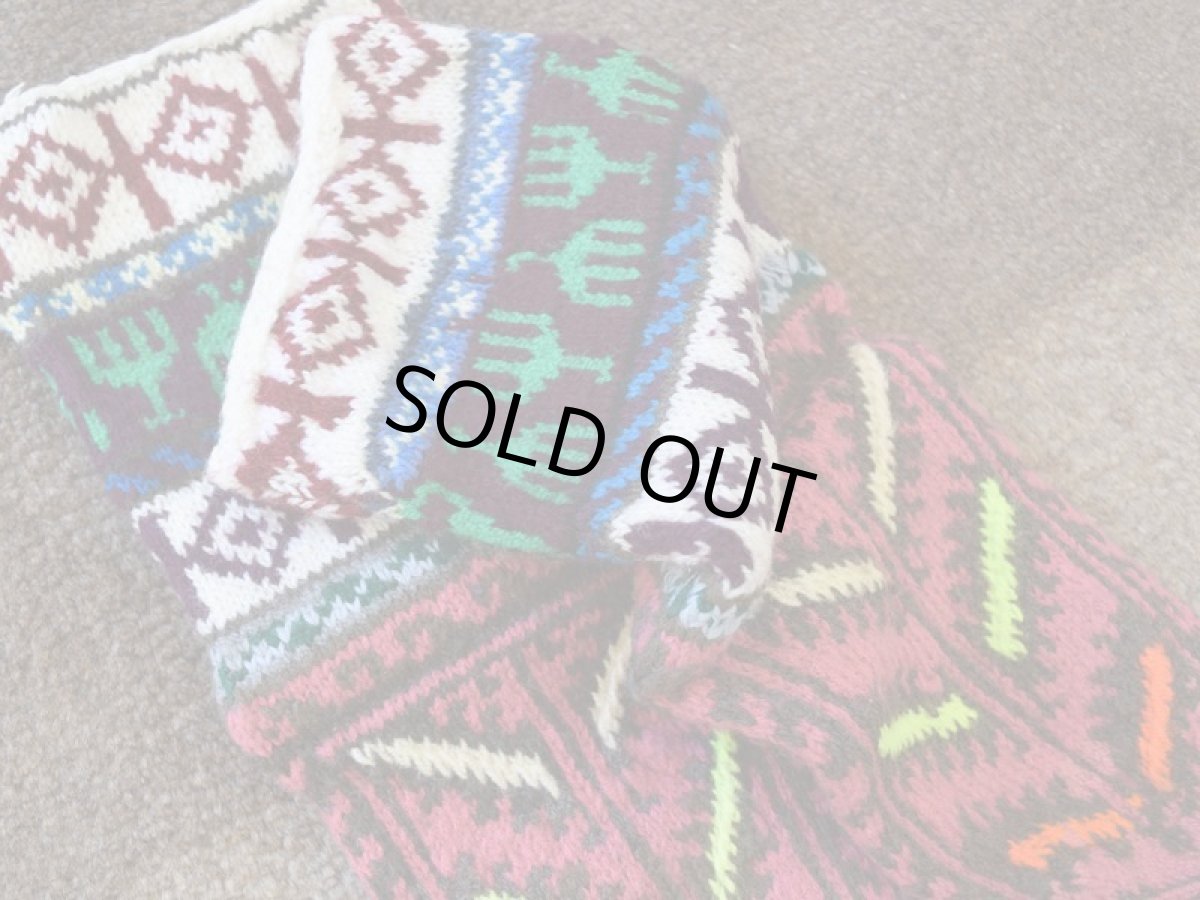 画像3: 新品 イラン製 アクリル混ウール ミドル 23-24 cm 手編み靴下 ニットルームソックス Long Knit Room Socks n-am2324-57h4a5 (3)