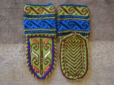 画像2: 新品 イラン製 アクリル混ウール ミドル 23-24 cm 手編み靴下 ニットルームソックス Long Knit Room Socks n-am2324-64h4a5 (2)