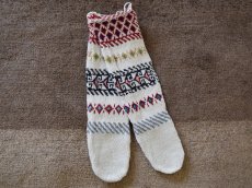 画像1: 新品 イラン製 アクリル混ウール ロング 23-24 cm 手編み靴下 ニットルームソックス Long Knit Room Socks n-al2324-47h5a7 (1)